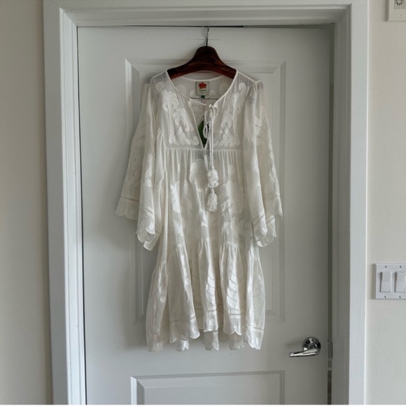 Farm Rio White Palm Tree Cutwork Mini Dress - Picture 4 of 10